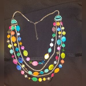 Layered Multicolored Mardi Gras Necklace